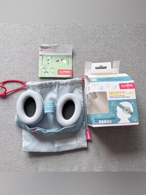 Alpine Baby Muffy Hearing Protectors Earmuffs in Light Gray and Blue